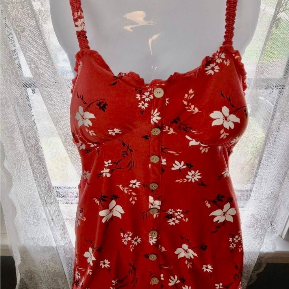 No Boundaries Redish Pink Floral Button-Down Sun Dress new but lost tag in wash